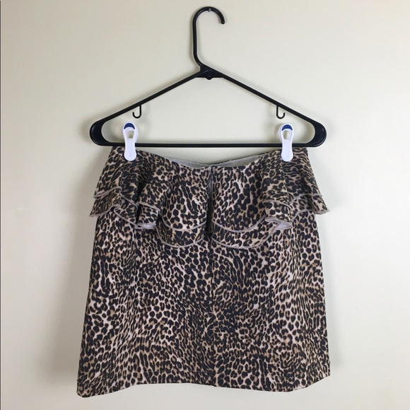 NWT Topshop Ruffle Leopard Peplum Mini Skirt 4 6 - Picture 5 of 6
